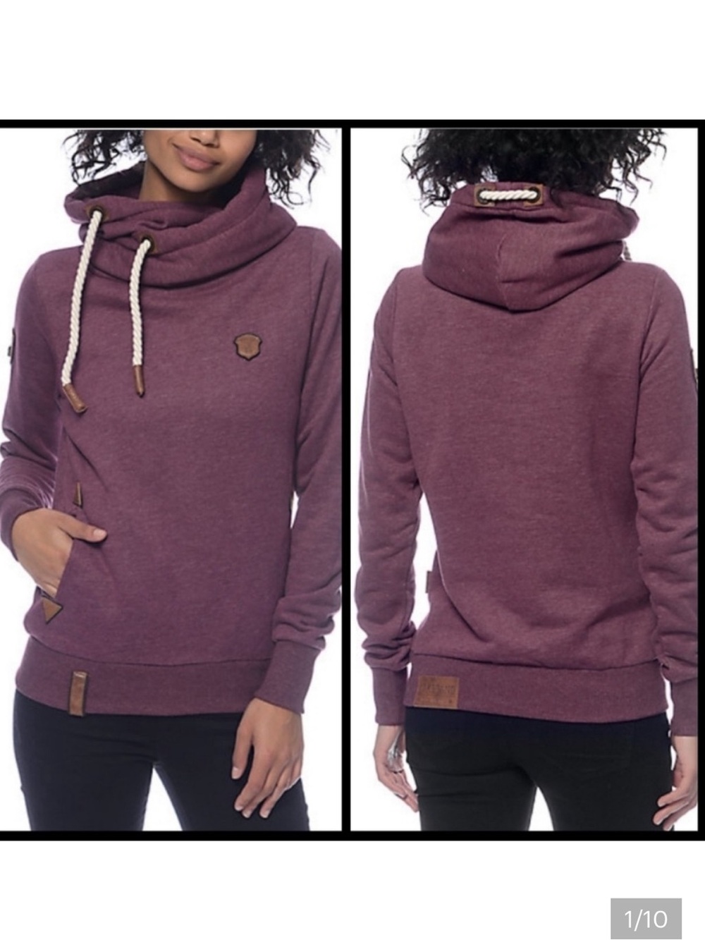 Naketano Brave New World DARTH VII Maroon Thick Pullover Tunic Hooded Sweatshirt